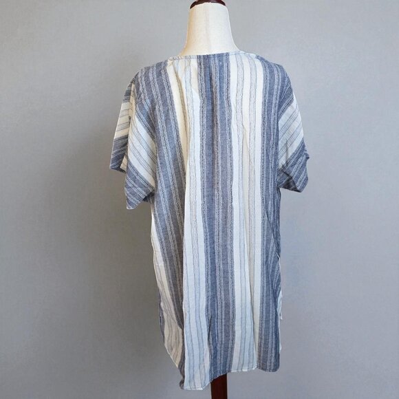 Maurices Cover Up Women Small Gray Beige Stripes Swimsuit Coverup Beach Summer - Picture 3 of 11